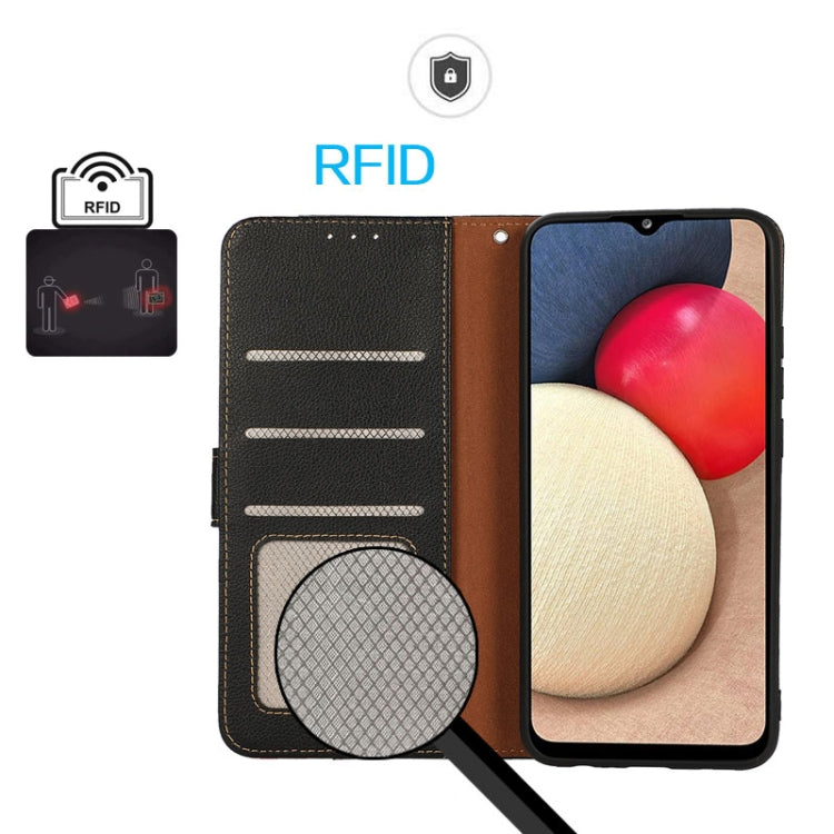 Funda de Cuero Khazneh Rfid con Textura de Lichi para OnePlus Nord 13 (Negra)