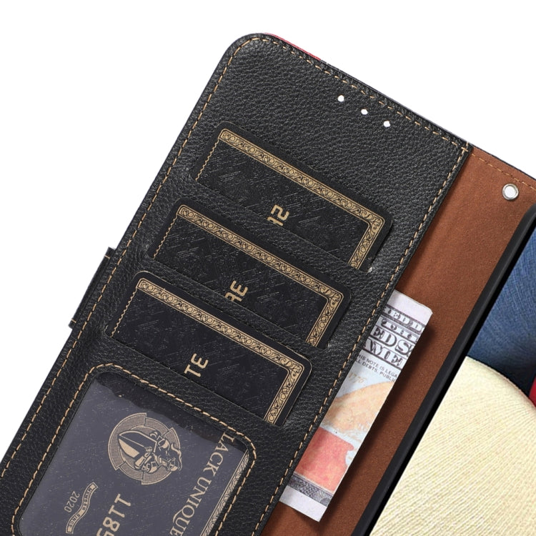 Funda de Cuero Khazneh Rfid con Textura de Lichi para OnePlus Nord 13 (Negra)
