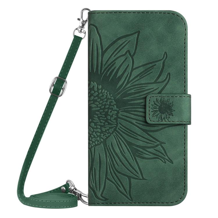 Funda de Cuero con Relieve de Girasol para OnePlus 13 (Verde)