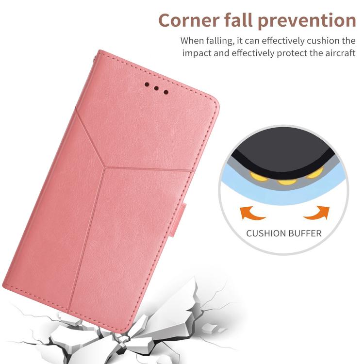 Funda de Cuero con Tapa y Patrón en Forma de Y para OnePlus 13R (Rosa)
