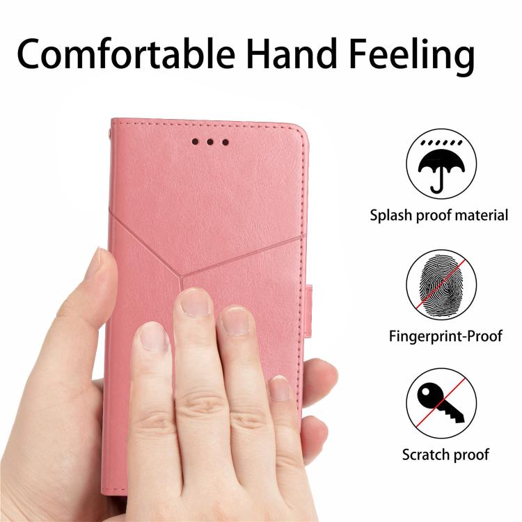 Funda de Cuero con Tapa y Patrón en Forma de Y para OnePlus 13R (Rosa)
