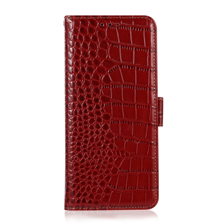 Funda para Teléfono OnePlus Nord 13 con Capa Superior de Piel de Vaca y Cocodrilo (Rojo)