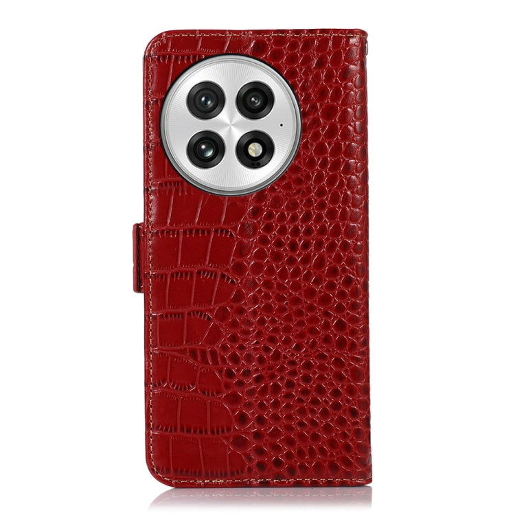 Funda para Teléfono OnePlus Nord 13 con Capa Superior de Piel de Vaca y Cocodrilo (Rojo)