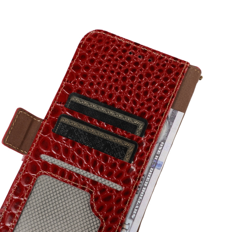 Funda para Teléfono OnePlus Nord 13 con Capa Superior de Piel de Vaca y Cocodrilo (Rojo)
