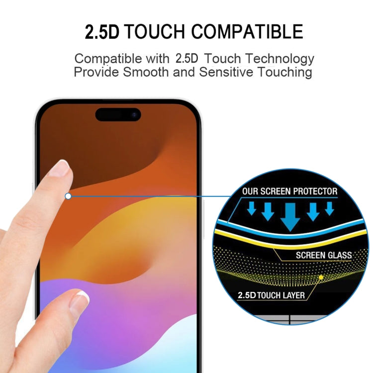Pantalla de Pegamento Completo Película de Vidrio Templado para iPhone 15 - MOVILSTORE
