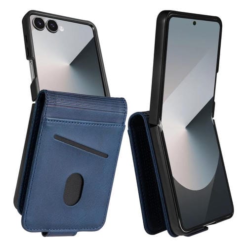 Funda de piel con tapa magnética AZNS para Samsung Galaxy Z Flip7 5G (azul oscuro)