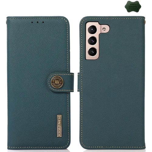 Funda para Teléfono Samsung Galaxy A35 5G Khazneh Custer Cuero Genuino Rfid (Verde)