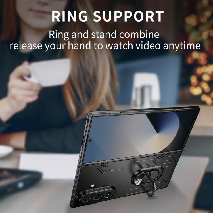 Funda protectora mate con anillo antigolpes y protección UV para Samsung Galaxy Z Fold7 5G (negra)