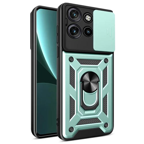 Funda híbrida TPU y PC para Motorola Edge 50 Neo con cámara deslizante (Verde Menta)