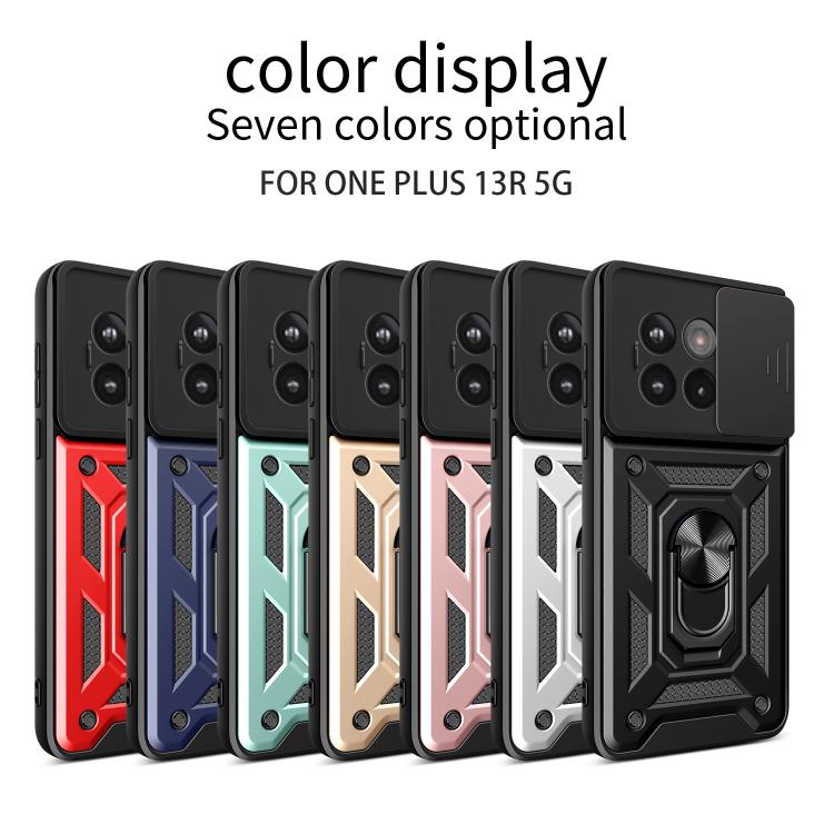 Funda Híbrida TPU y PC con Cubierta Deslizante para Cámara OnePlus 13R 5G (Verde Menta)