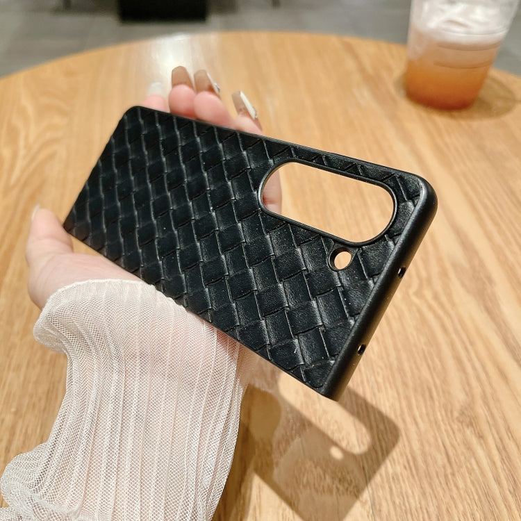 Para Samsung Galaxy Z Fold5 5G Funda de teléfono plegable con textura tejida (negro)