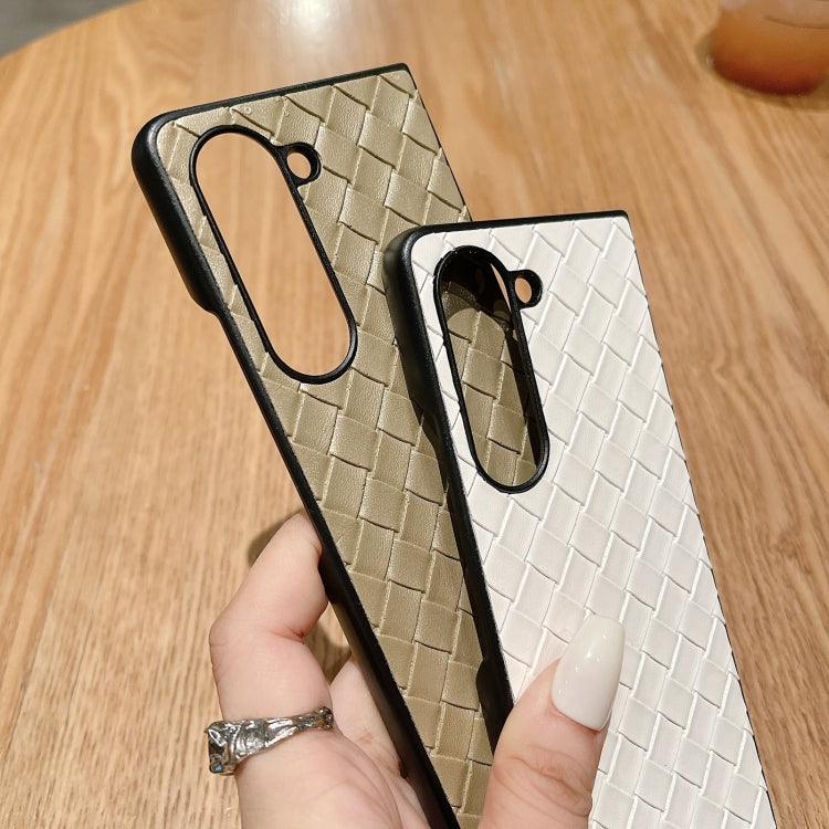 Para Samsung Galaxy Z Fold5 5G Funda de teléfono plegable con textura tejida (negro)