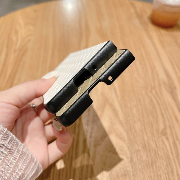 Para Samsung Galaxy Z Fold5 5G Funda de teléfono plegable con textura tejida (negro)