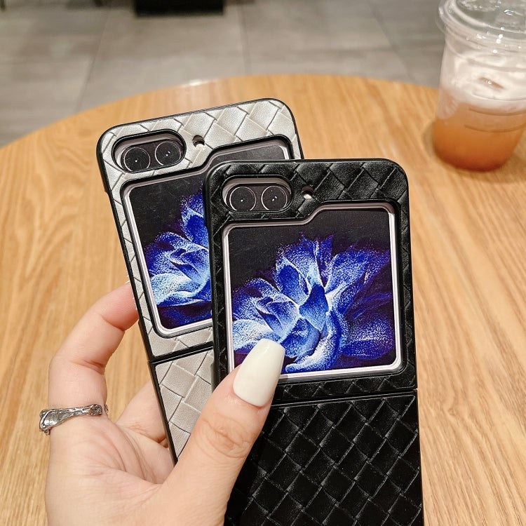 Para Samsung Galaxy Z Flip5 5G Funda de teléfono plegable con textura tejida (negro)