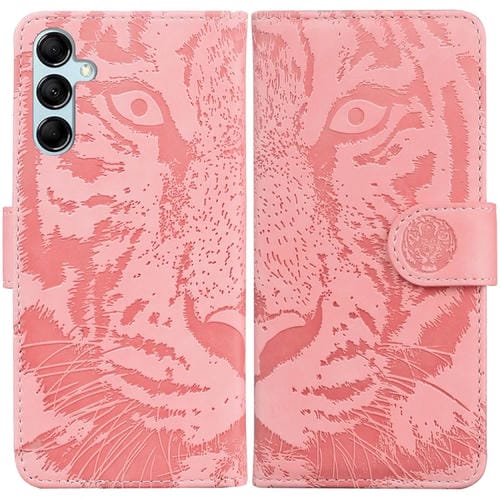 Funda de Teléfono Samsung Galaxy A15 Cuero Tapa Patrón Relieve Tigre (Rosa)
