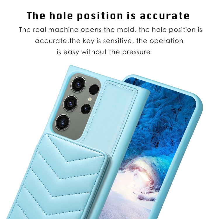 Para Samsung Galaxy S23 Ultra 5G BF26 Wave Pattern Card Bag Holder Phone Case (Azul)