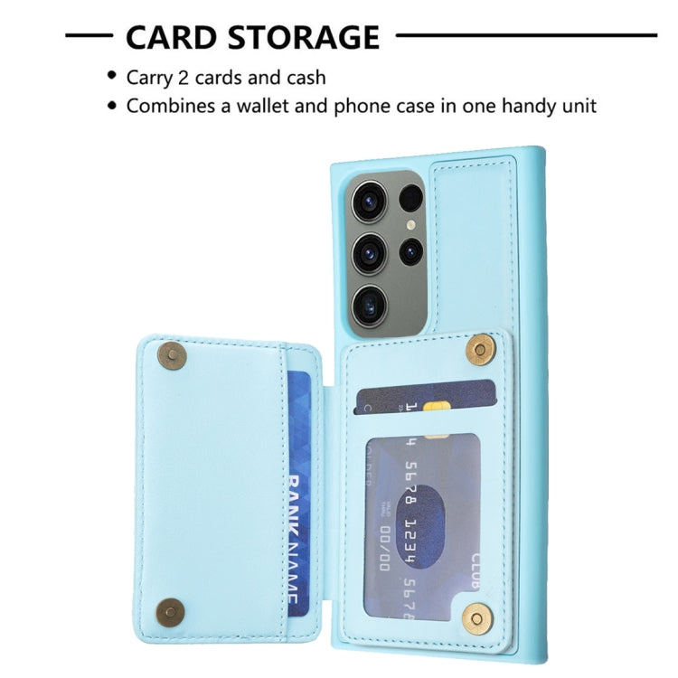 Para Samsung Galaxy S23 Ultra 5G BF26 Wave Pattern Card Bag Holder Phone Case (Azul)