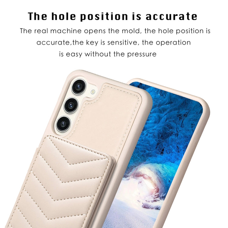 Para Samsung Galaxy S23+ 5G BF26 Wave Pattern Card Bag Holder Phone Case (Beige)