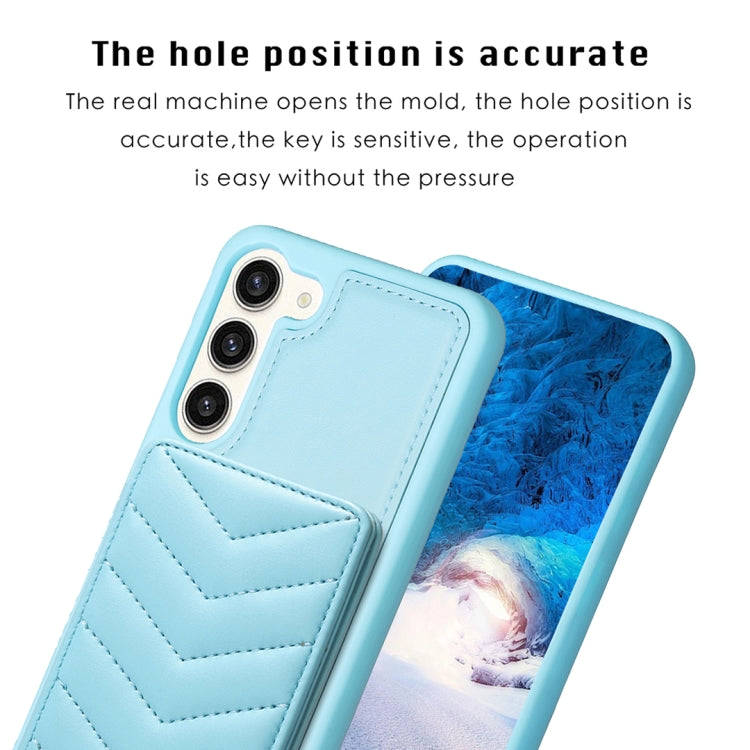 Para Samsung Galaxy S23+ 5G BF26 Wave Pattern Card Bag Holder Phone Case (Azul)