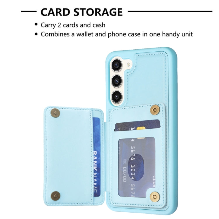 Para Samsung Galaxy S23+ 5G BF26 Wave Pattern Card Bag Holder Phone Case (Azul)
