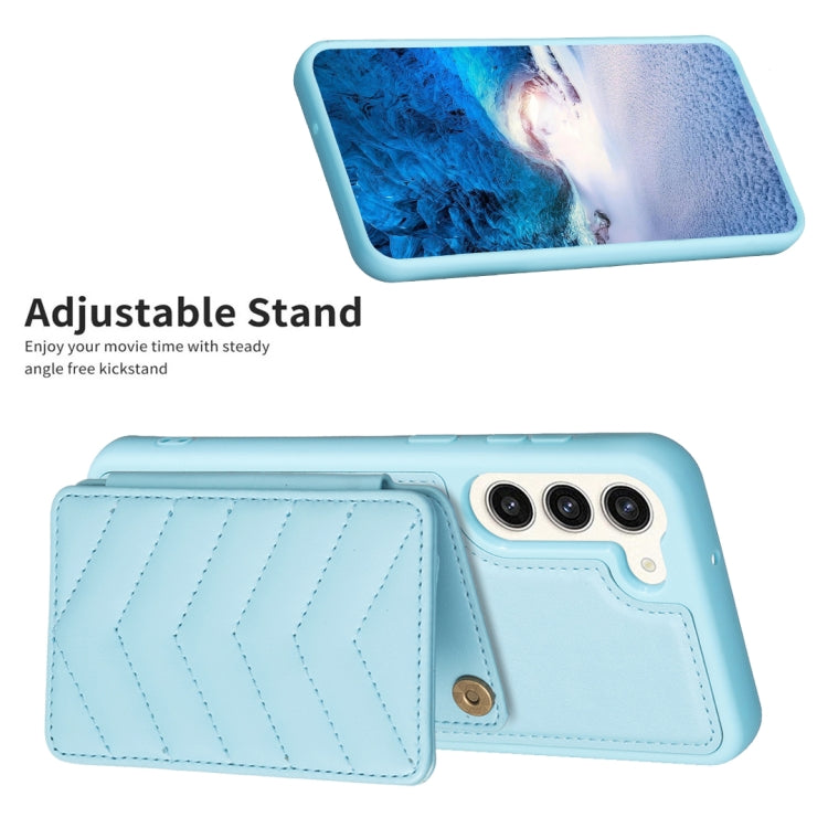 Para Samsung Galaxy S23+ 5G BF26 Wave Pattern Card Bag Holder Phone Case (Azul)