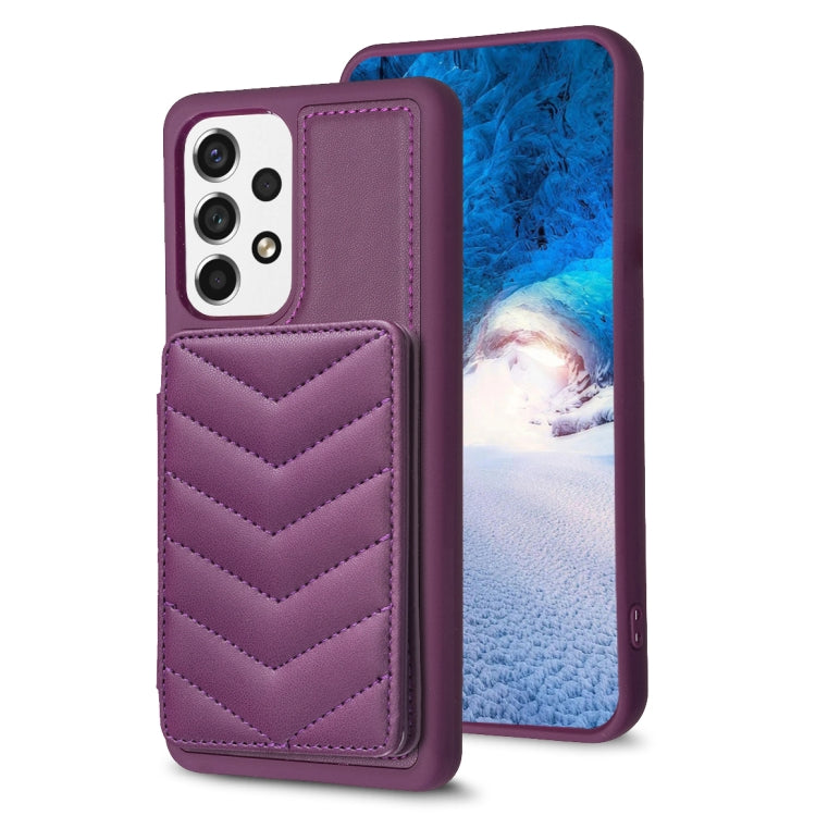 Para Samsung Galaxy A13 5G / 4G BF26 Wave Pattern Card Bag Holder Funda para teléfono (morado oscuro)