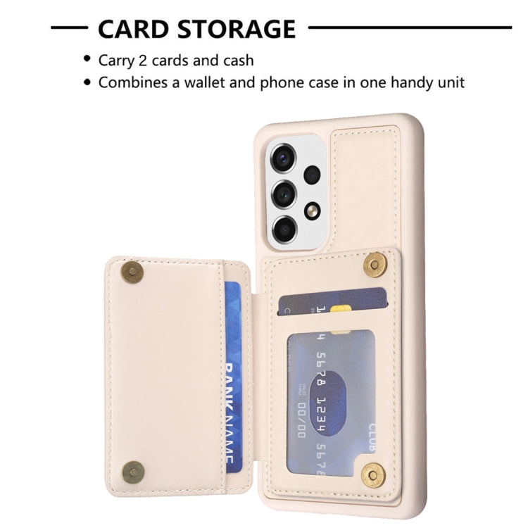 Para Samsung Galaxy A13 5G / 4G BF26 Wave Pattern Card Bag Holder Phone Case (Beige)