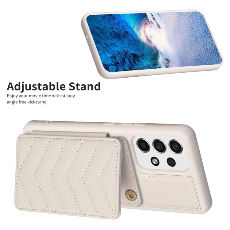 Para Samsung Galaxy A13 5G / 4G BF26 Wave Pattern Card Bag Holder Phone Case (Beige)