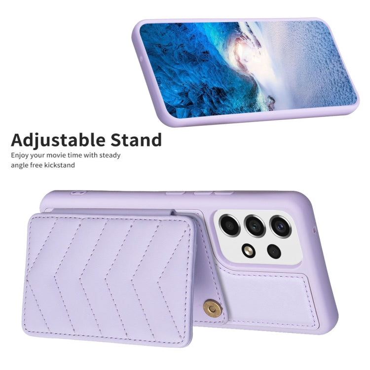 Para Samsung Galaxy A13 5G / 4G BF26 Wave Pattern Card Bag Holder Phone Case (Púrpura)