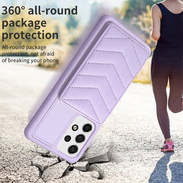 Para Samsung Galaxy A13 5G / 4G BF26 Wave Pattern Card Bag Holder Phone Case (Púrpura)