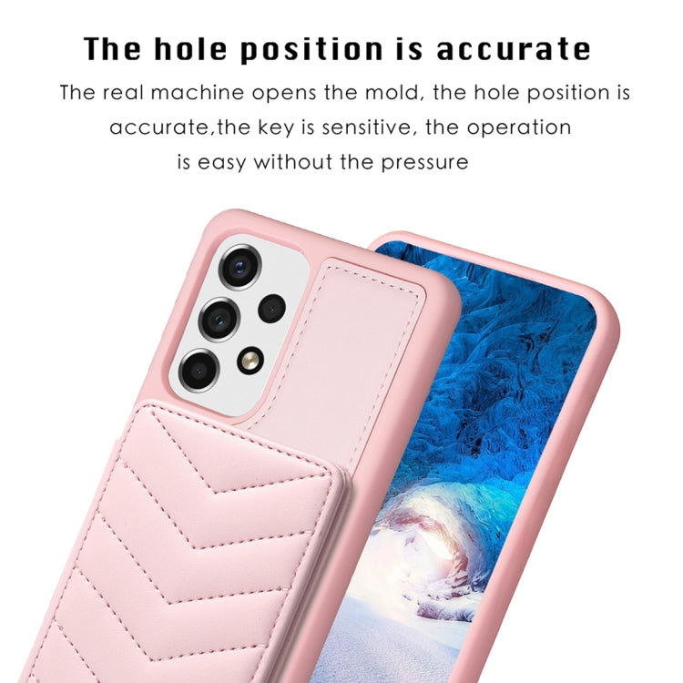Para Samsung Galaxy A13 5G / 4G BF26 Wave Pattern Card Bag Holder Funda para teléfono (rosa)