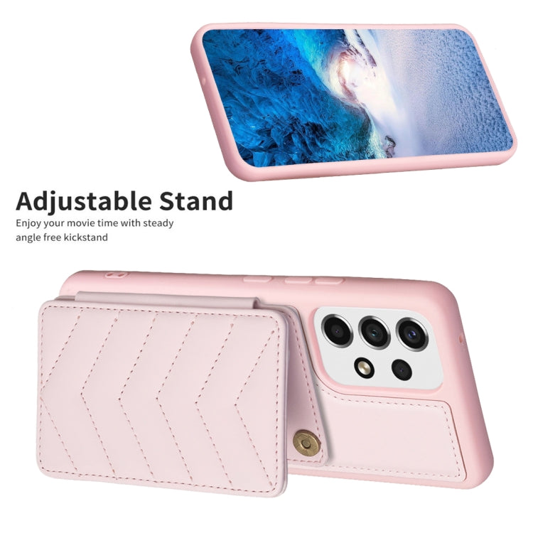 Para Samsung Galaxy A13 5G / 4G BF26 Wave Pattern Card Bag Holder Funda para teléfono (rosa)