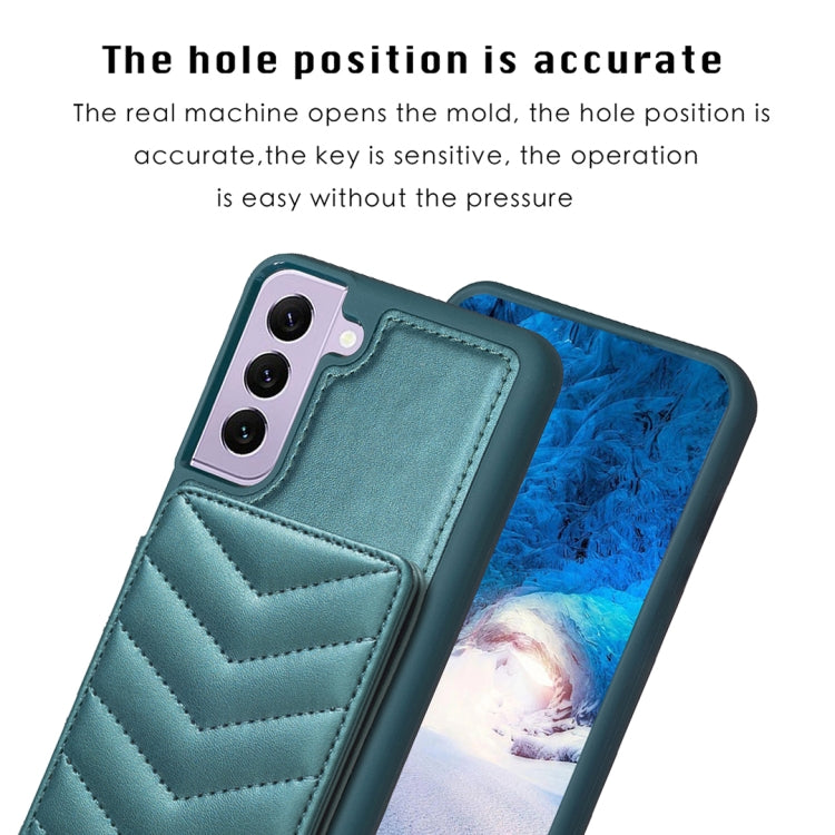 Para Samsung Galaxy S22+ 5G BF26 Wave Pattern Card Bag Holder Phone Case (Verde)