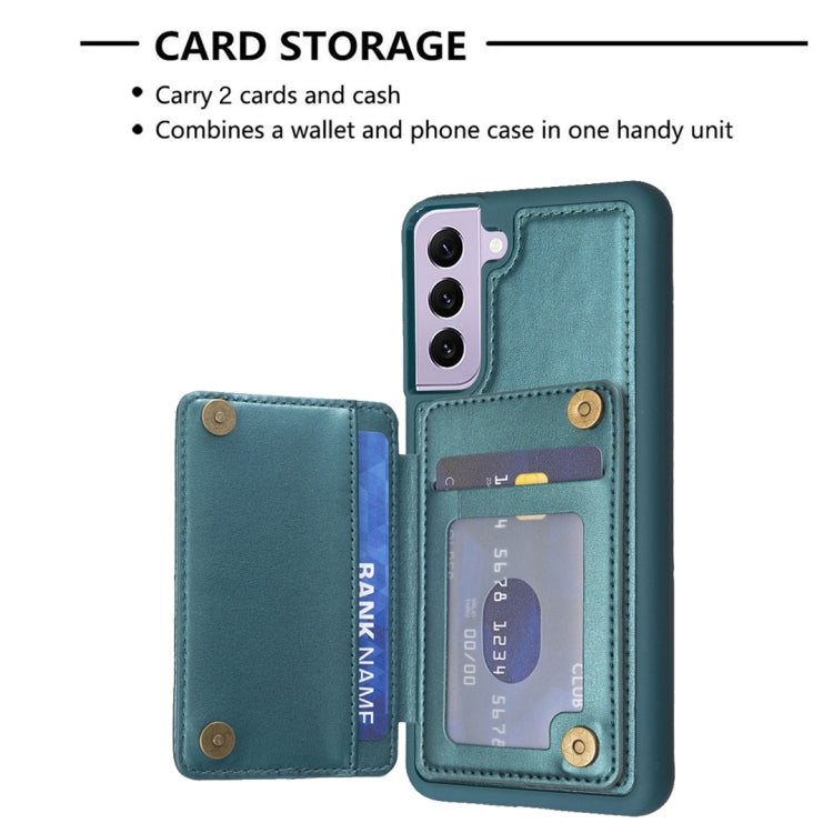 Para Samsung Galaxy S22+ 5G BF26 Wave Pattern Card Bag Holder Phone Case (Verde)