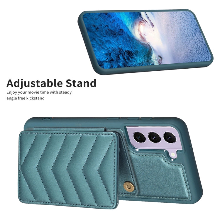 Para Samsung Galaxy S22+ 5G BF26 Wave Pattern Card Bag Holder Phone Case (Verde)