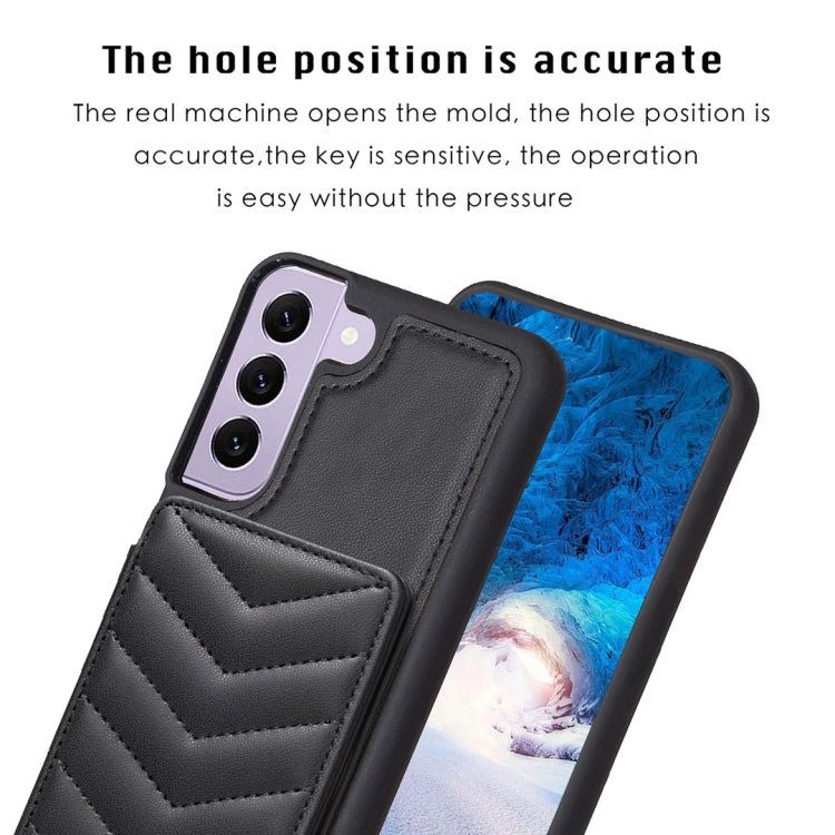 Para Samsung Galaxy S22+ 5G BF26 Wave Pattern Card Bag Holder Phone Case (Negro)