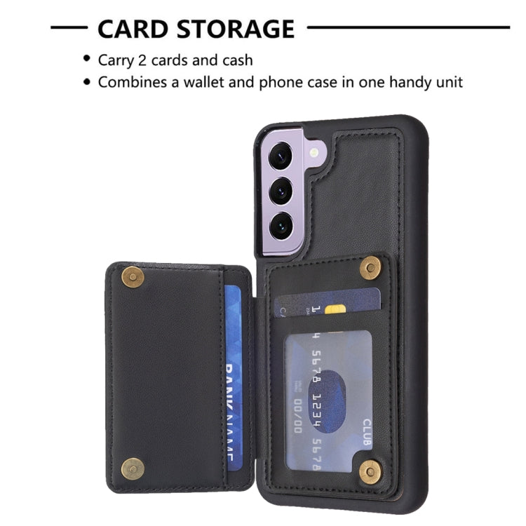 Para Samsung Galaxy S22+ 5G BF26 Wave Pattern Card Bag Holder Phone Case (Negro)