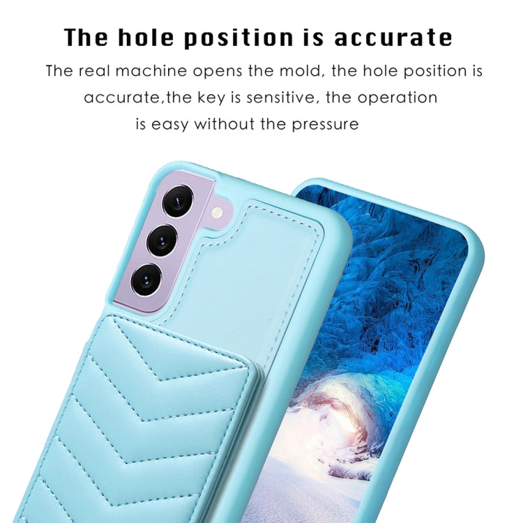 Para Samsung Galaxy S22+ 5G BF26 Wave Pattern Card Bag Holder Phone Case (Azul)