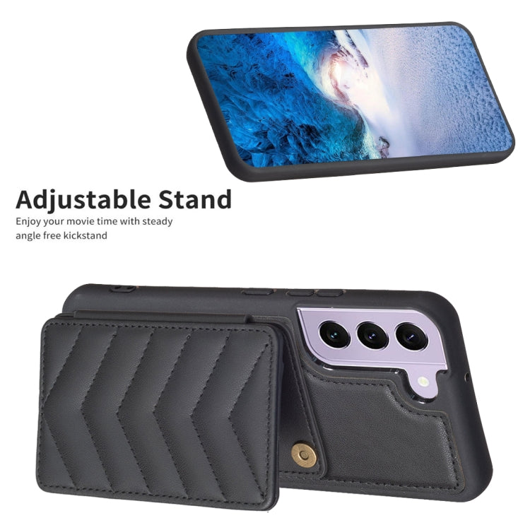 Para Samsung Galaxy S21 5G BF26 Wave Pattern Card Bag Holder Phone Case (Negro)