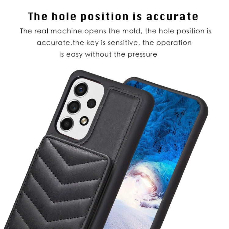 Para Samsung Galaxy A52 5G / 4G BF26 Wave Pattern Card Bag Holder Phone Case (Negro)