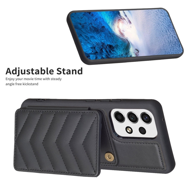 Para Samsung Galaxy A52 5G / 4G BF26 Wave Pattern Card Bag Holder Phone Case (Negro)