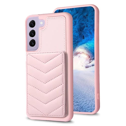 Para Samsung Galaxy S21+ 5G BF26 Wave Pattern Card Bag Holder Funda para teléfono (rosa)