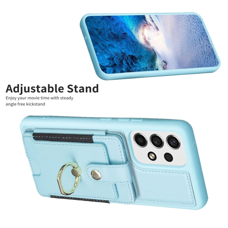 Para Samsung Galaxy A53 BF27 Metal Ring Card Bag Holder Phone Case (Azul)