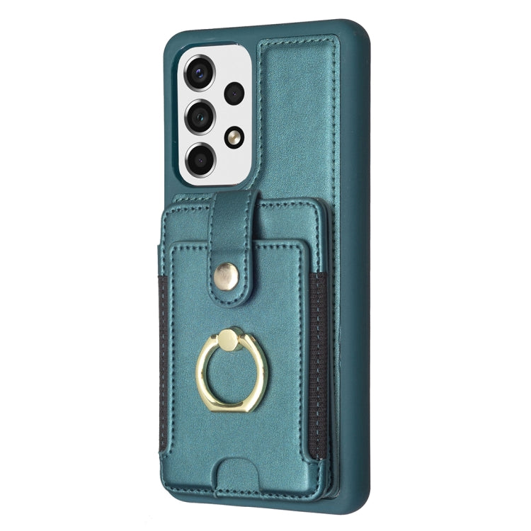 Para Samsung Galaxy A13 5G / 4G BF27 Anillo de metal Tarjeta Bolsa Titular Caja del teléfono (Verde)