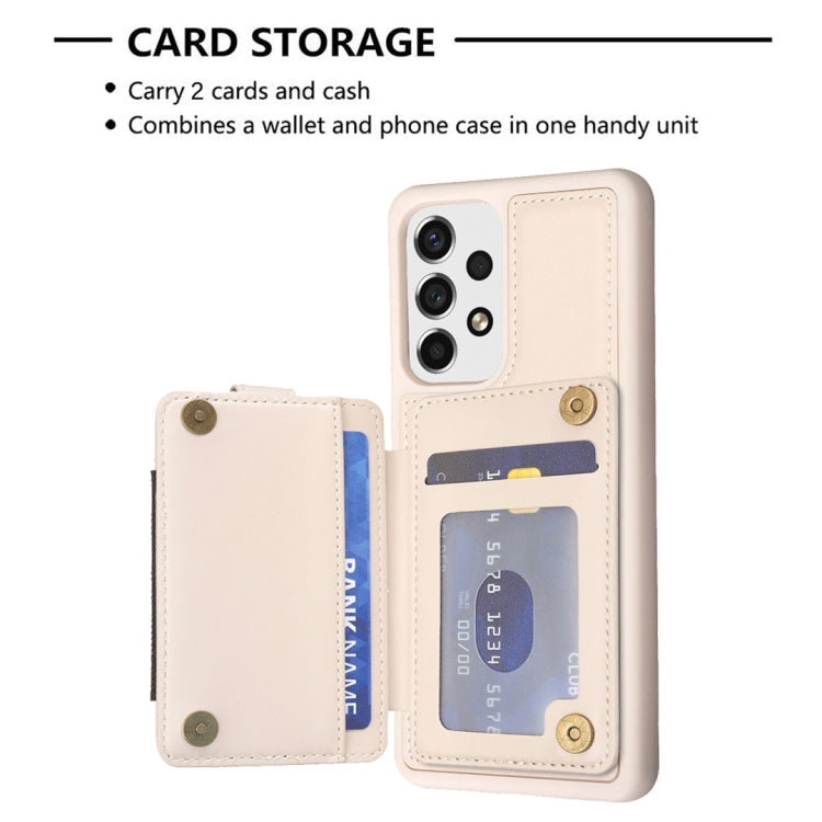Para Samsung Galaxy A13 5G / 4G BF27 Caja de teléfono con soporte para tarjeta de anillo de metal (Beige)