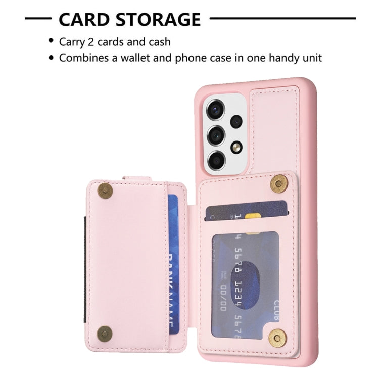 Para Samsung Galaxy A52 5G / 4G BF27 Funda para teléfono con soporte para tarjeta de anillo de metal (rosa)