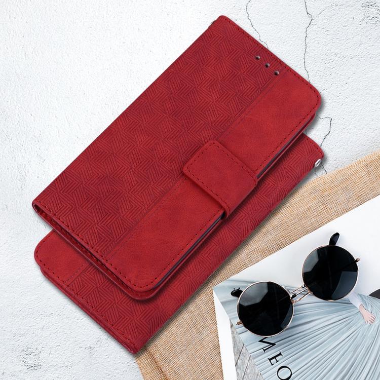 Funda de cuero con relieve geométrico para Tecno Camon 40 (roja)