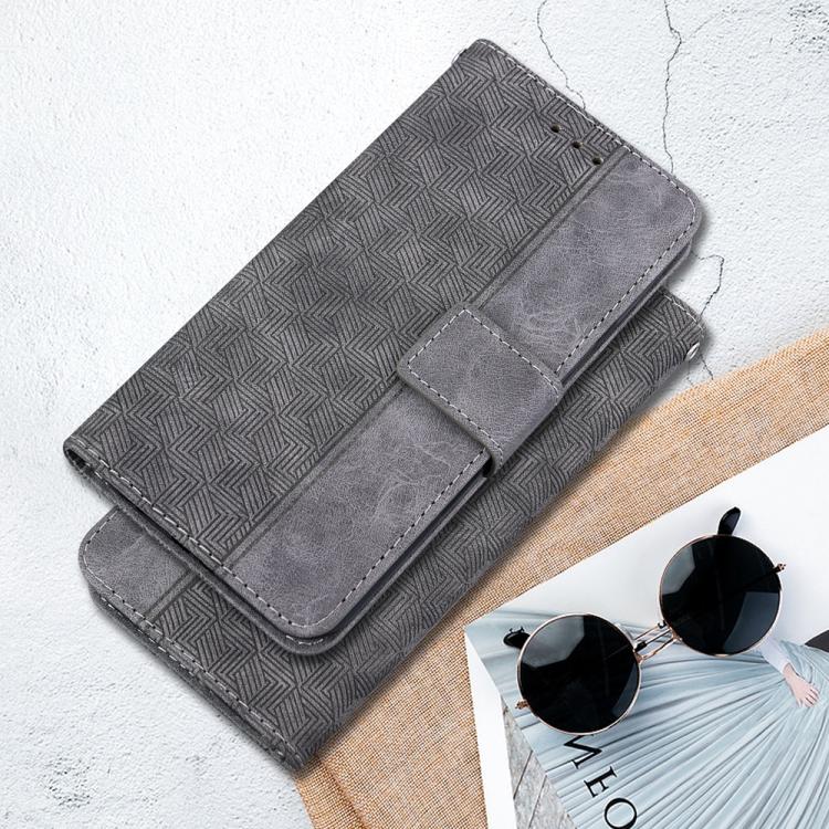 Funda de cuero con relieve geométrico para Tecno Spark 30 4G (gris)