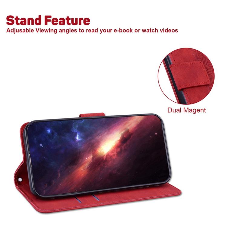 Funda de cuero con relieve geométrico para Tecno Spark 30 4G (roja)