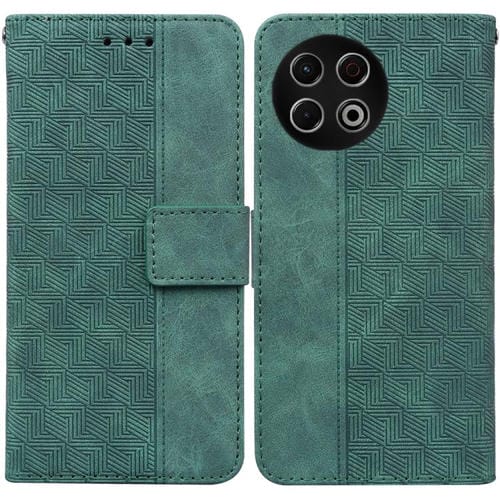 Funda de cuero con relieve geométrico para Tecno Spark 30 Pro (verde)